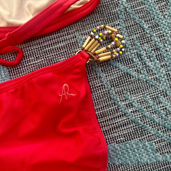 3/$25! Aurea Rio Swimwear Boutique Halter Bikini Top & Brazilian Bottom XL - Picture 6 of 7